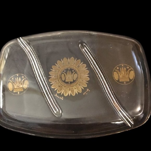 Georges Briard Signed Divided Dish Hollywood Regency Gold...